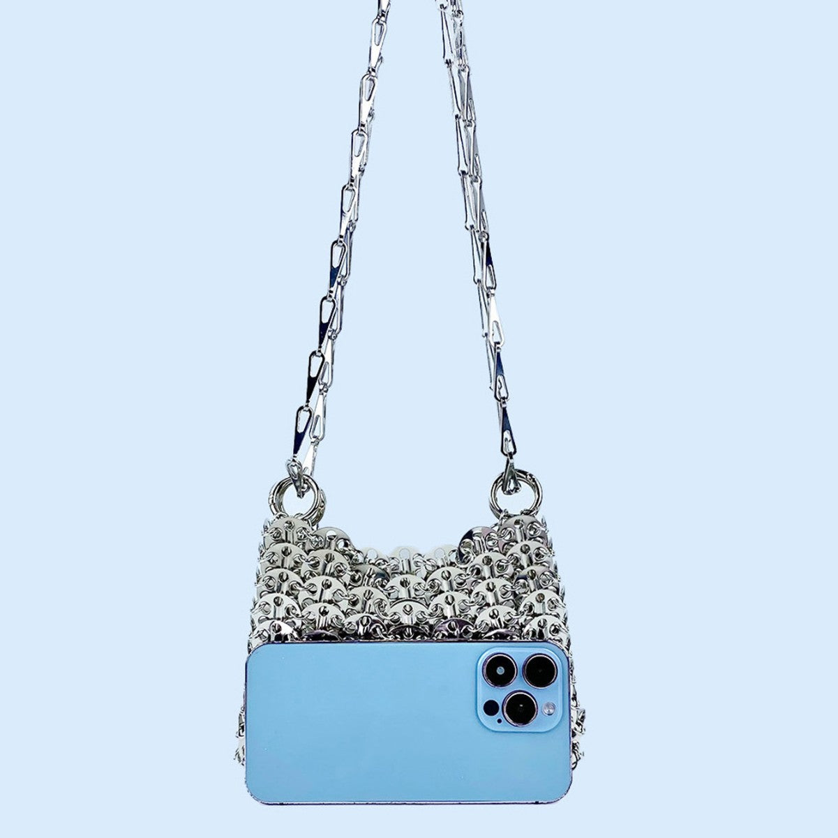 Women's Sier Shiny Handmade Fashion Sequin Mobile Bags