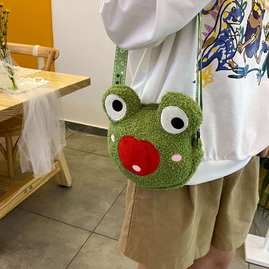 Ugly Cute Funny Lonely Green Frog Shoulder Bags