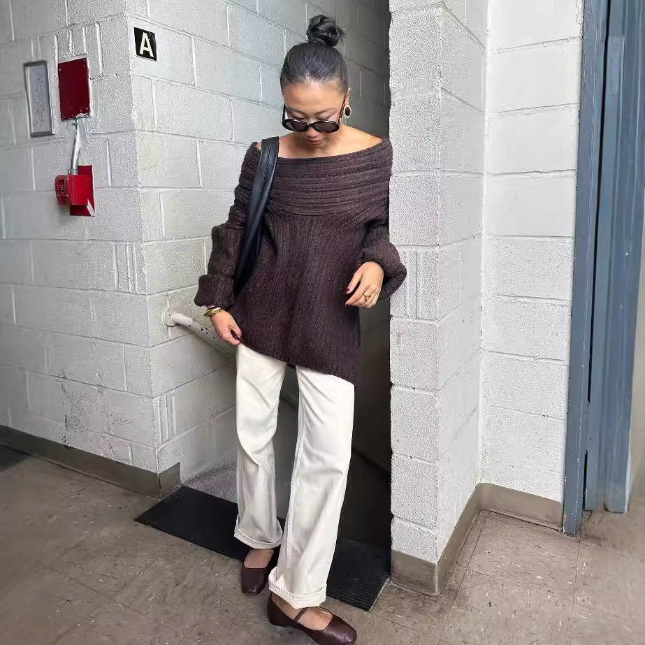 Irregular Design Loose Casual Long Sleeve Knitwear