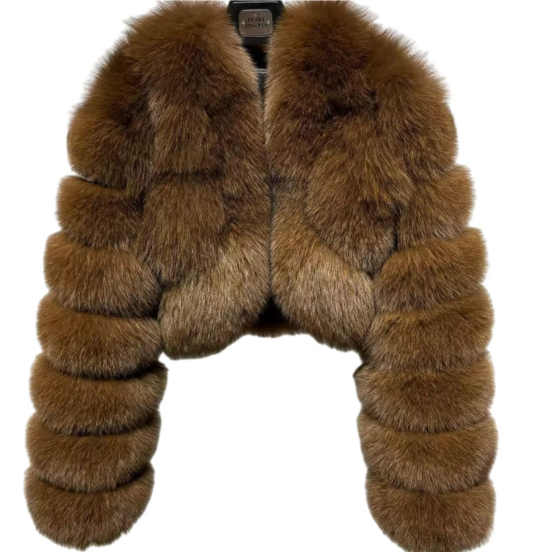Faux Fur Fox Stitching Winter Warm Coats