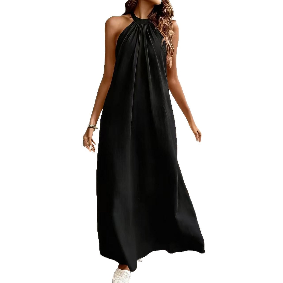 Summer Solid Color Loose Fashion Halter Dress