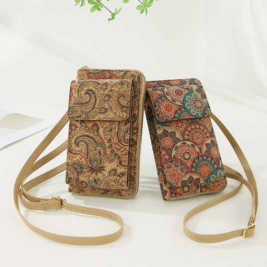 Women's Trendy Large Capacity Retro Portuguese Wood Phone Bags