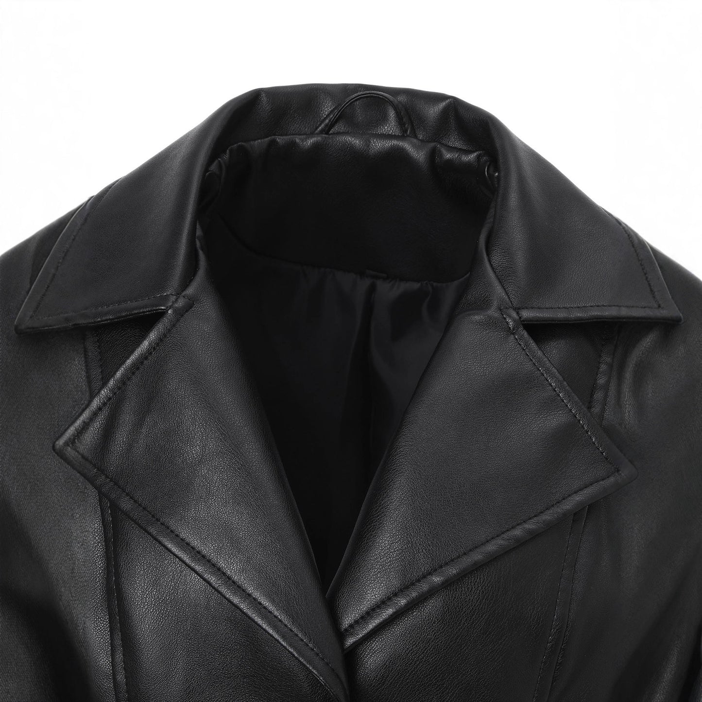 Mid-length Leather Long Sleeve Wind British Female Lapel Jackets