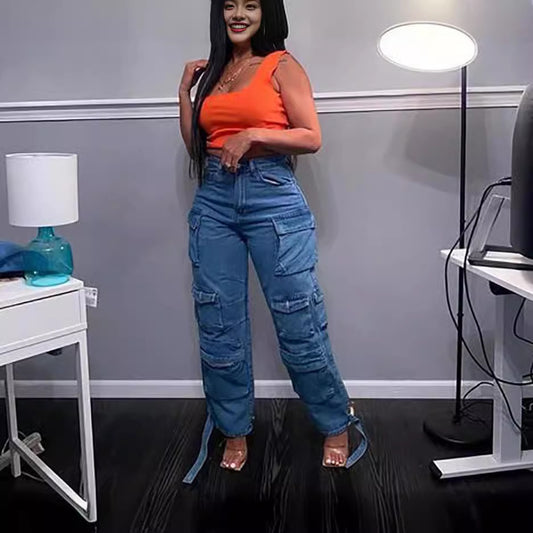 Stylish Fashion Trend Large African Overalls Jeans