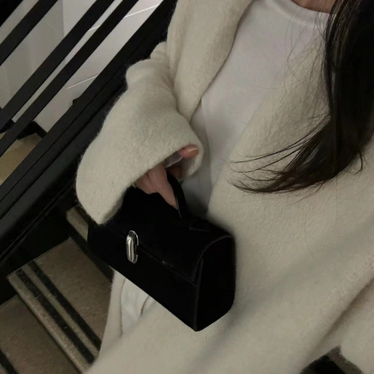 Casual Genuine Leather French Simplicity Cowhide Small Square Bags