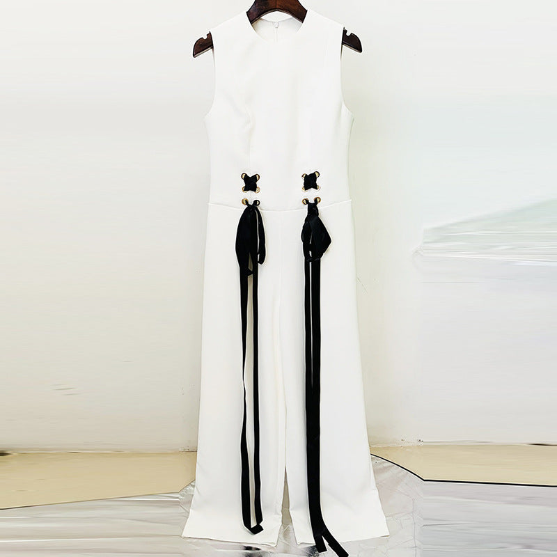 Early Spring Series Fashion Ribbon Sleeveless Jumpsuits