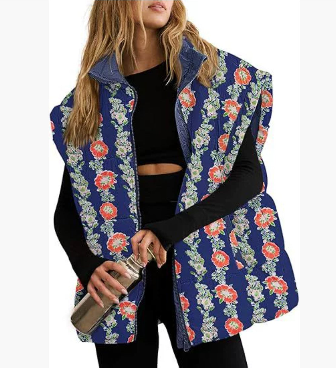 Women's Fashion Solid Color Zipper Pocket Stand-up Vests