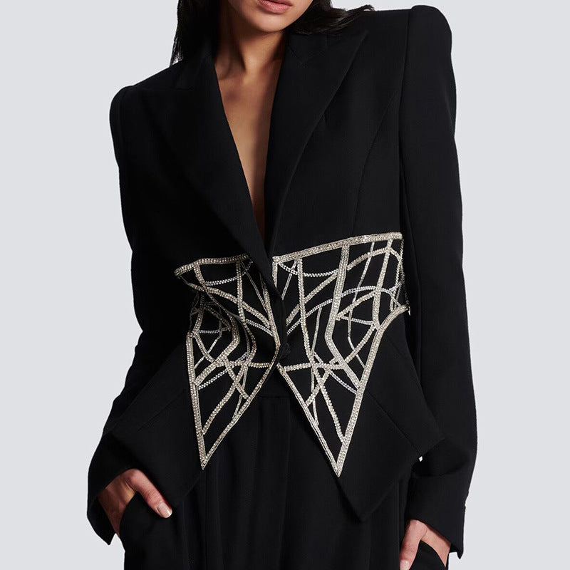 Luxury Beads Rhinestones Advanced Niche Design Blazers