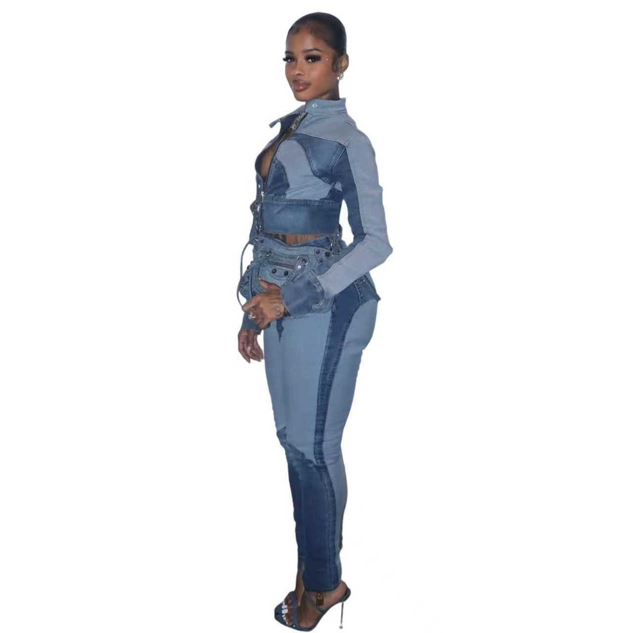 Women's Sexy Highly Stretch Stitching Contrast Color Suits