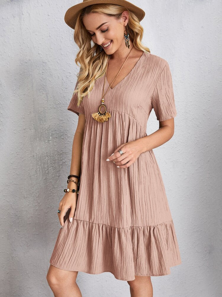 Fashion Hot Summer Solid Color Cake Dress