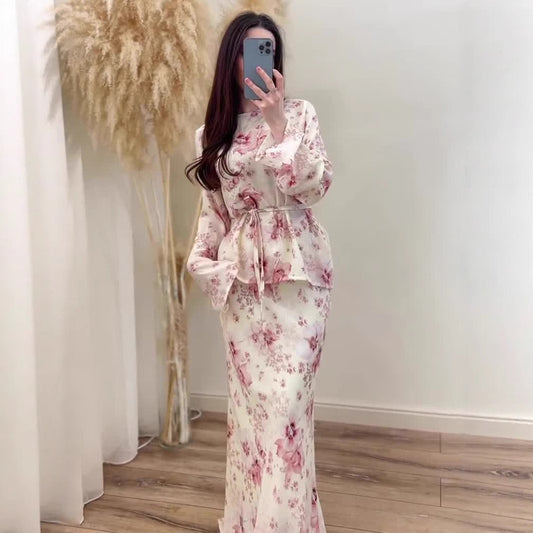 Women's Summer Gentle Long Sleeve Dress Retro Dresses