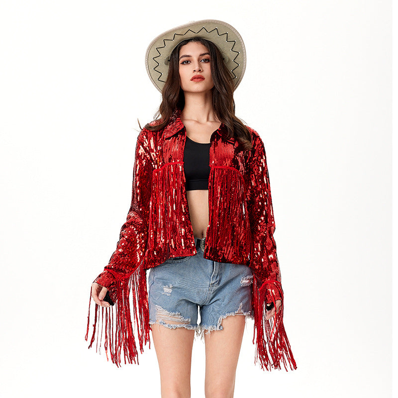Fashion Adult Sequin Tassel Nightclub Bar Coats