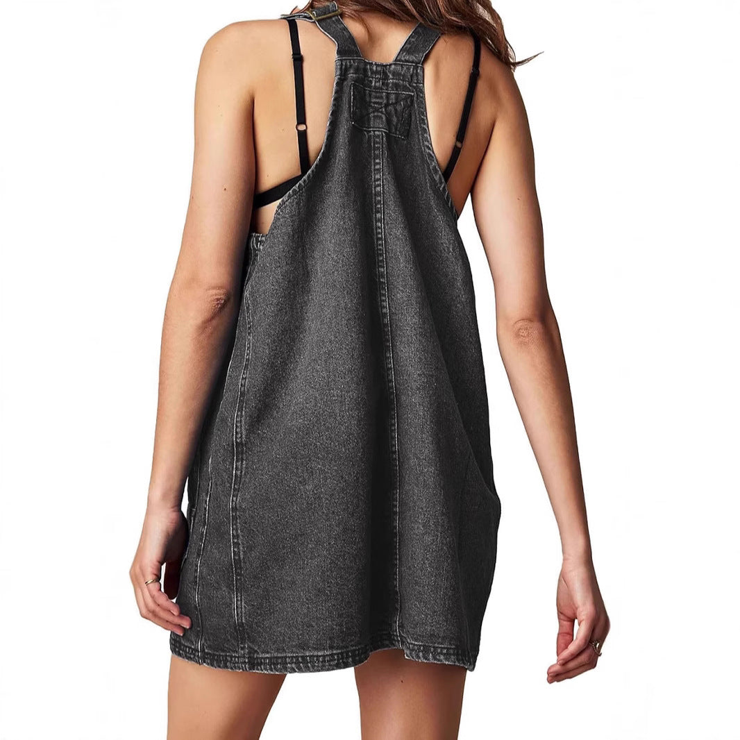Women's Sleeveless Dress Slimming Adjustable Pocket Suspender Vests