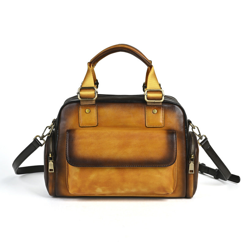 Women's First Layer Cowhide Large Capacity Handmade Brushed Crossbody Bags