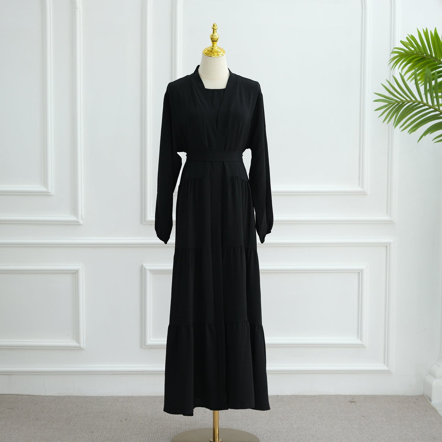 Turkish Solid Color Robe Dress Two-piece Dresses