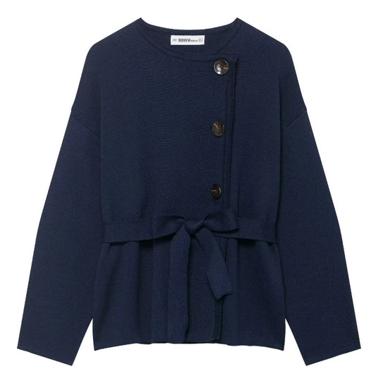 Women's Durable With Belt Knitted Overcoat Knitwear