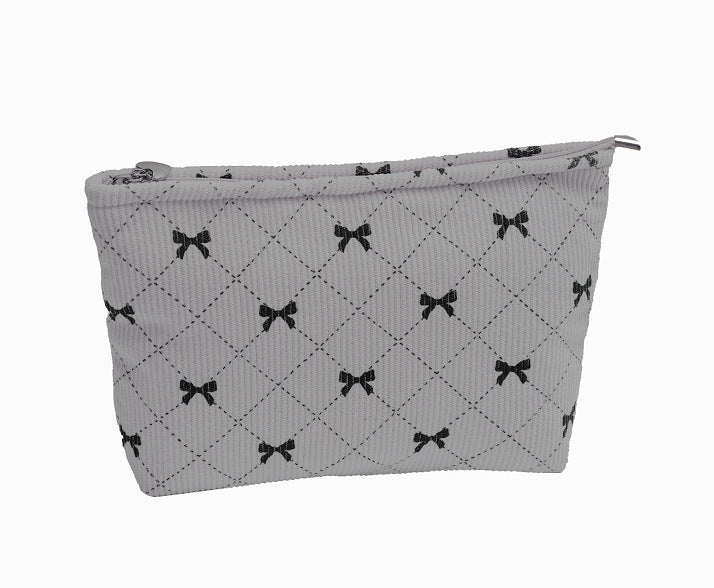 Corduroy Bow Large Capacity Multifunctional Portable Cosmetic Bags