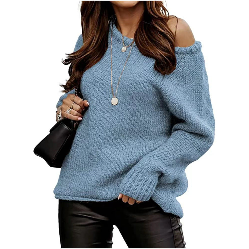 Women's Round Neck Pullover Solid Color Casual Sweaters