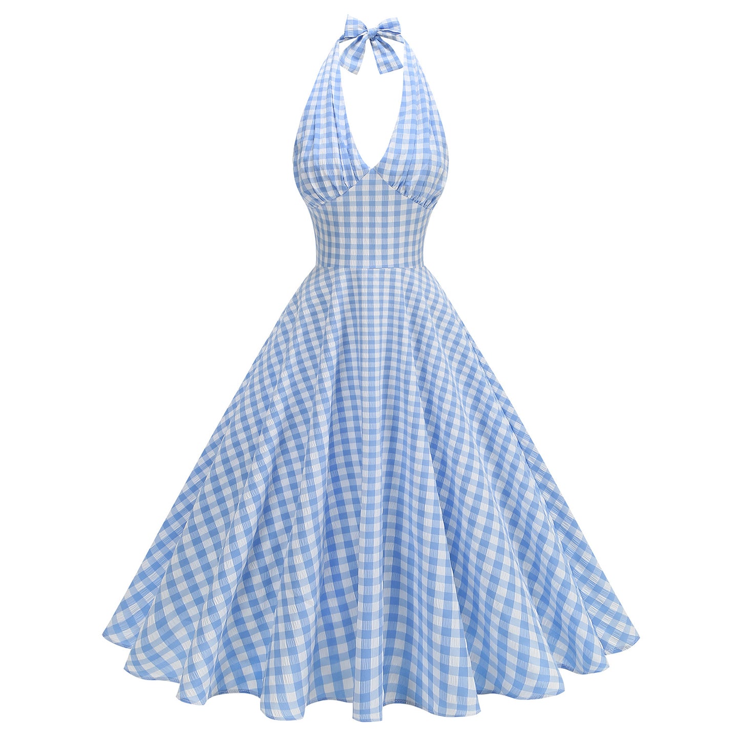 Women's Hepburn Style High Waist Halter Elegant Graceful Large Swing Sexy Dress