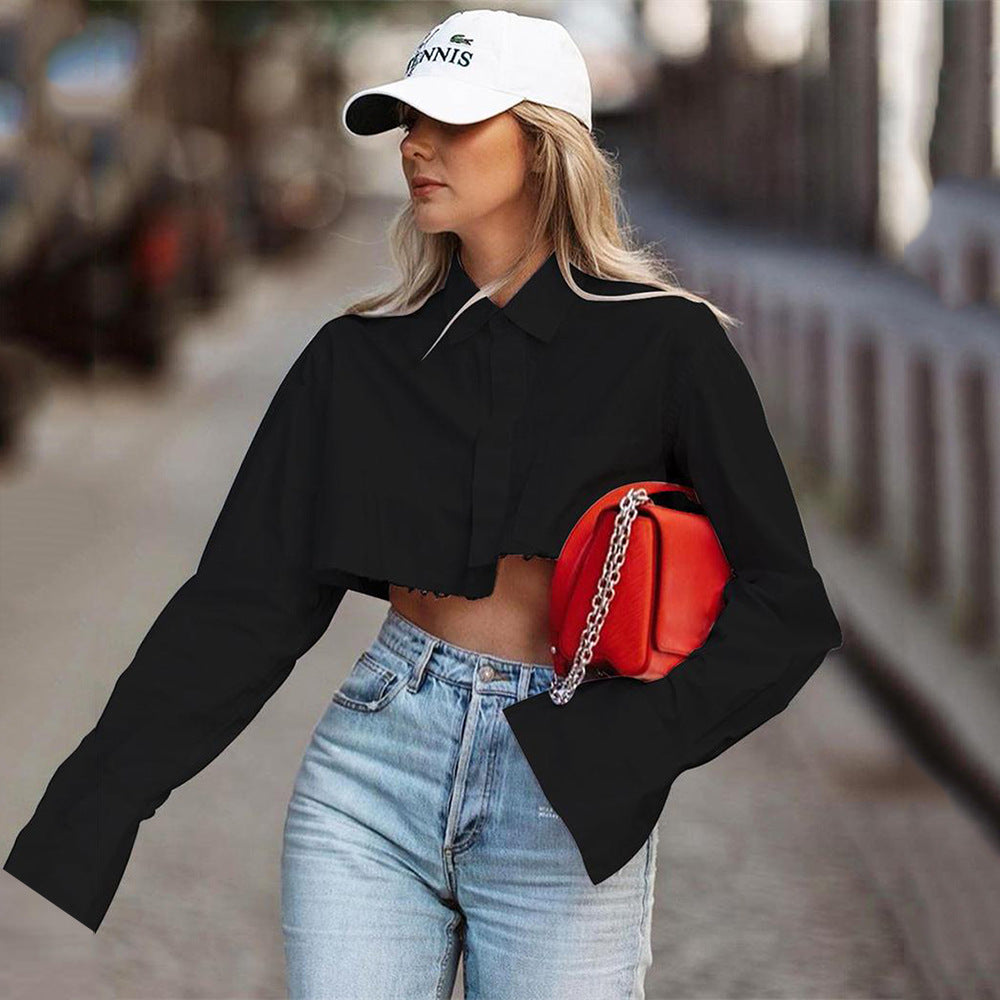 Women's Autumn Commuter Long Sleeve Design Sense Niche White Shirt Tops