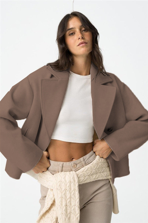 Women's Autumn Woolen Stylish Simple Versatile Double Coats