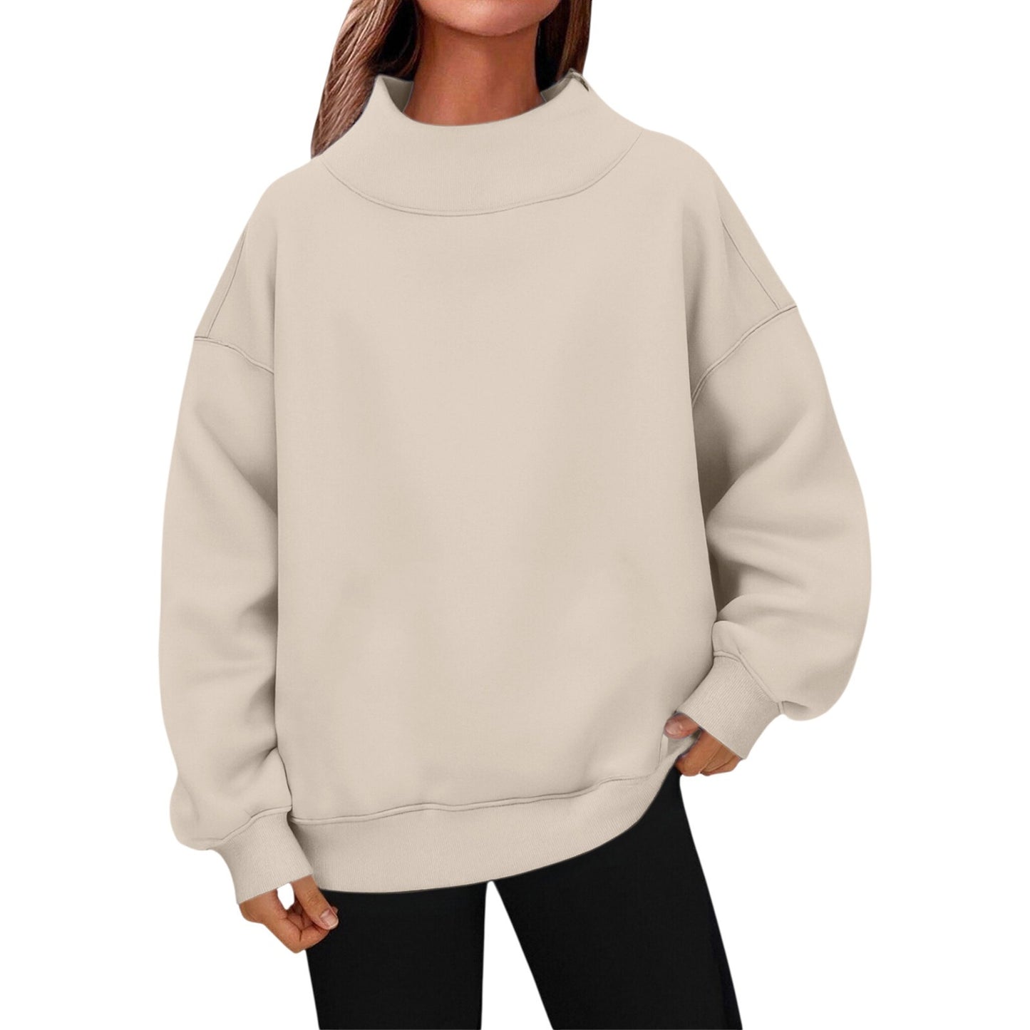 Women's Long-sleeved Turtleneck Pullover Sweatshirt Casual Veet Women's Sweater, Sweater