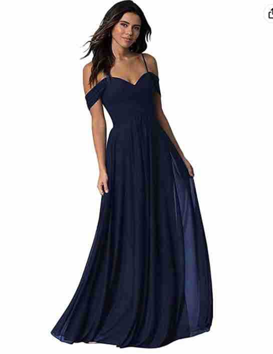 Women's Ruffled Bridesmaid Dress Long Gown Formal Wedding Dresses