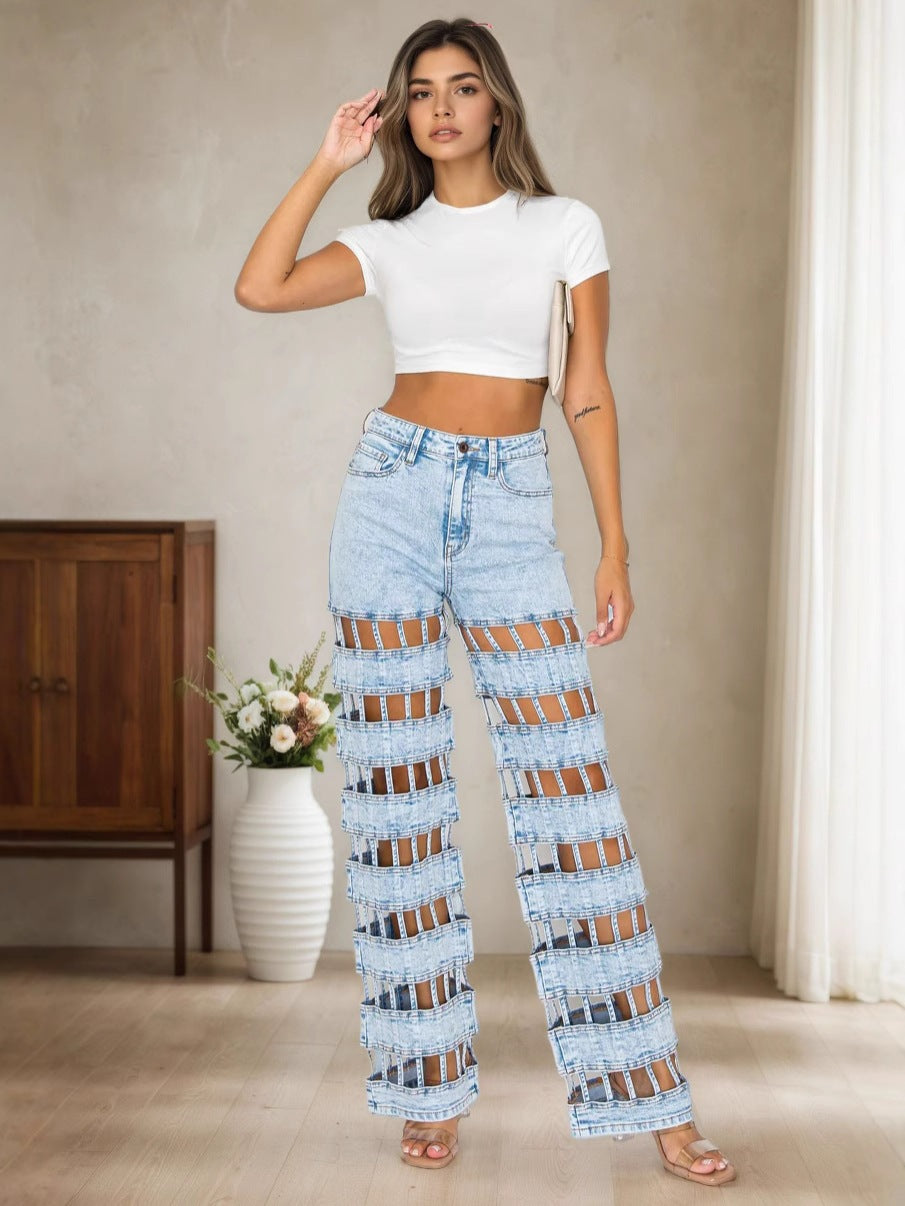 Women's Ripped Fashion Street High Waist Jeans