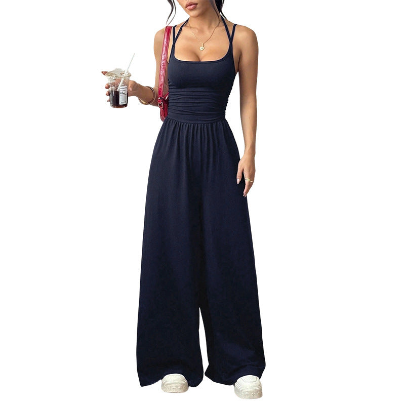 Women's Summer Sling Casual Wide Leg Loose Women's Jumpsuit/clothing
