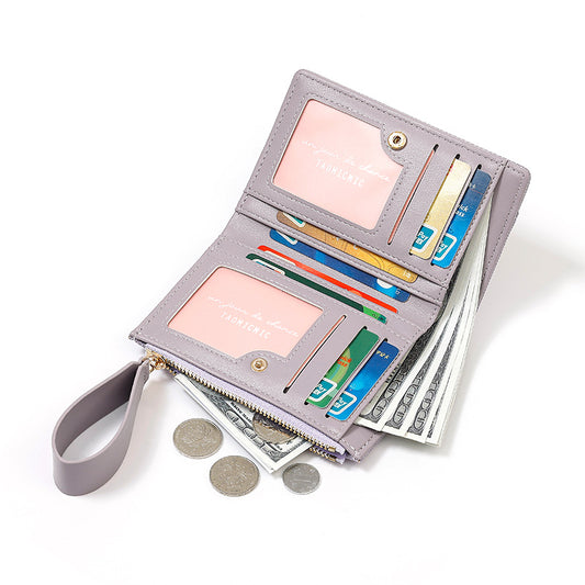 Women's Short Pocket Money Multiple Slots Canvas Pattern Ladies Wallets