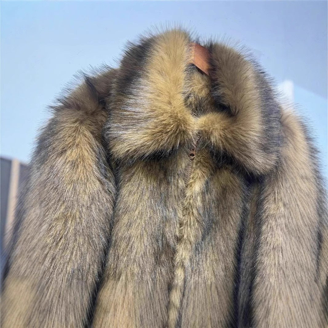 Women's Artificial Imitation Fur Plush Fox Coats