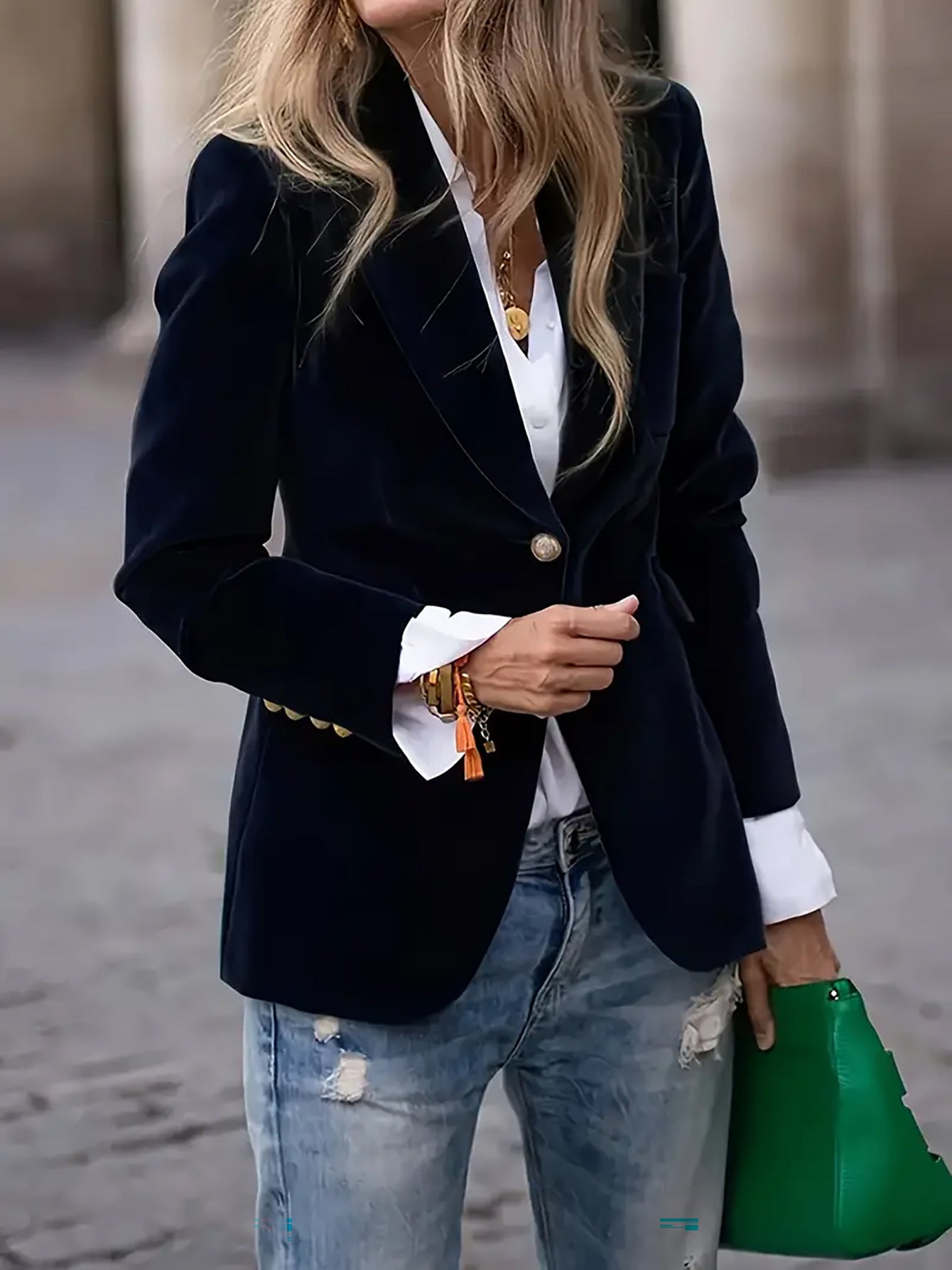 Spring Gold Veet Elegant Slim Fit Blazers