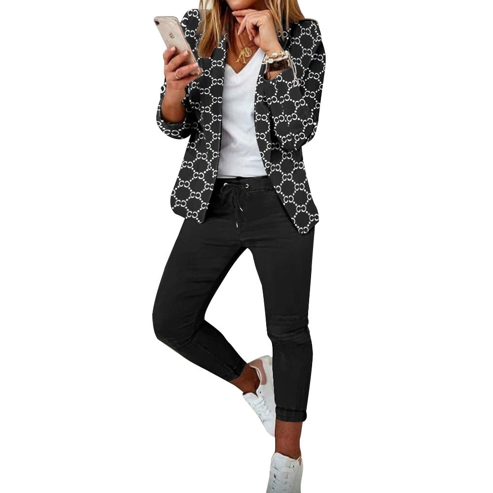 Women's Fashion Printed Long-sleeved Casual Small For Suits