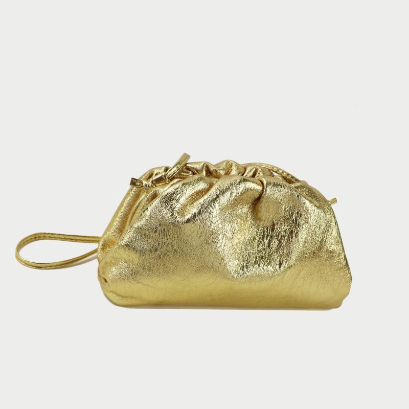 Women's Color Soft Cowhide Pleated Dumpling Fashion Trendy Crossbody Bags