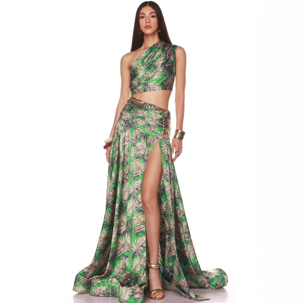 Style Two-piece Set High Waist Slit Suits