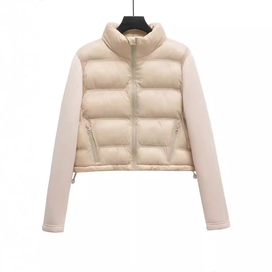Women's Stand Collar Stitching Cotton Lightweight Coats