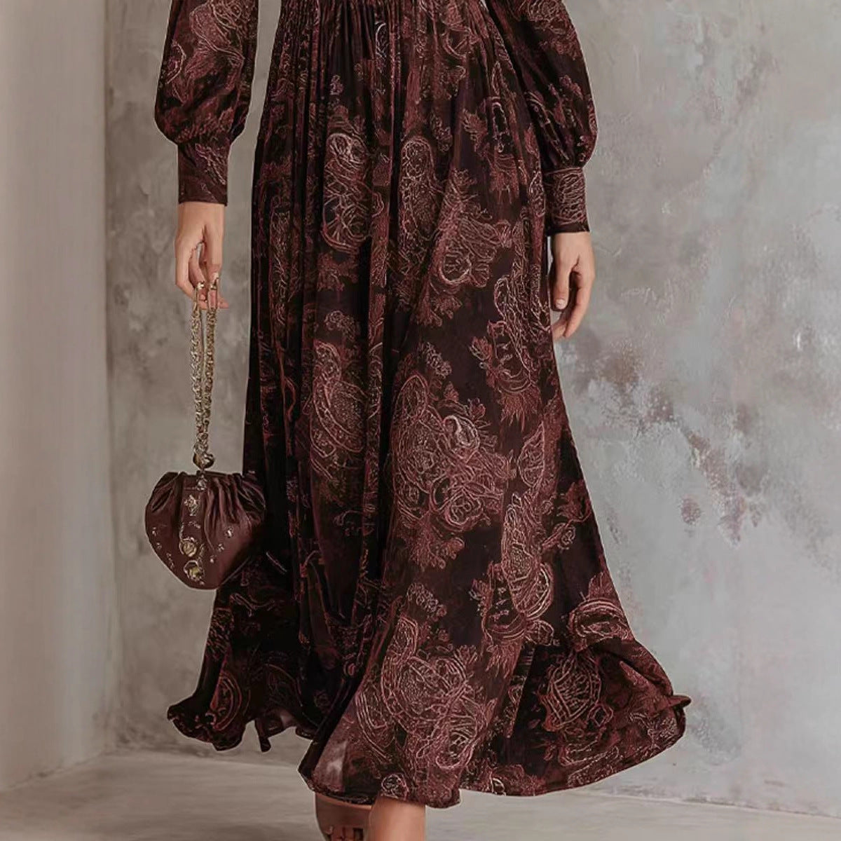 Temperament French Style Floral Elegant Long Dresses