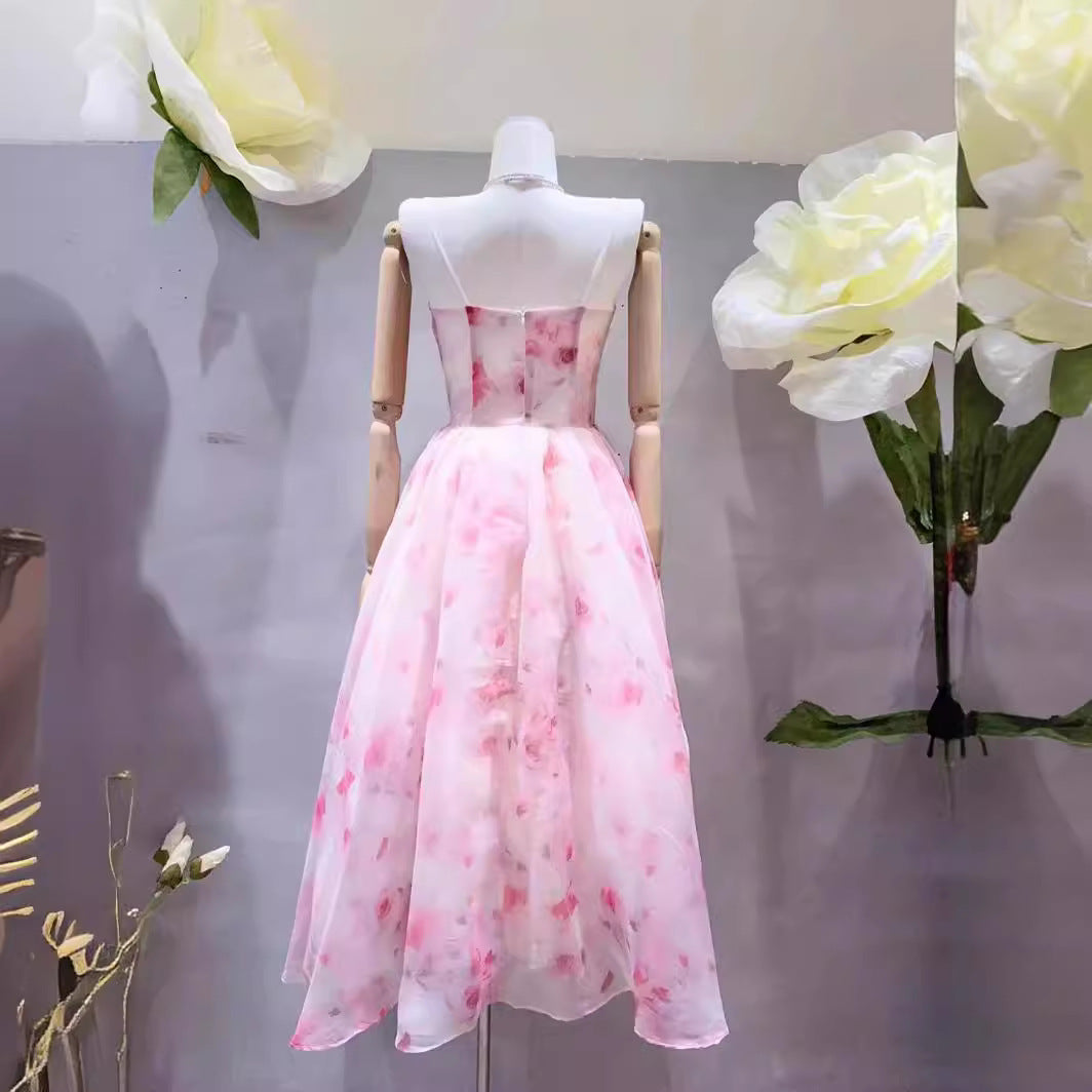 Korean Style Sleeveless Floral Cake Dress Dresses