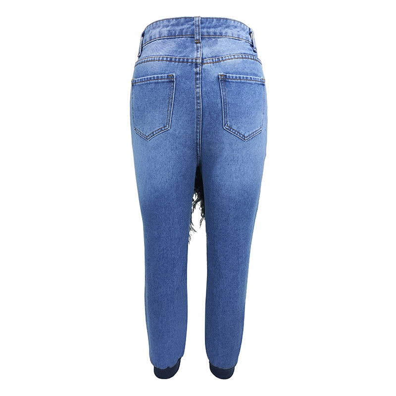 Women's Design For Lace Up Ripped Model Skinny Plus Size