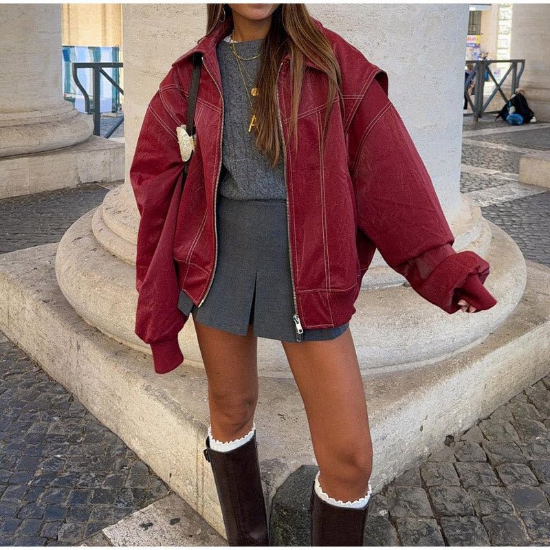 Women's Casual Zipper Fashion Loose Street Jackets
