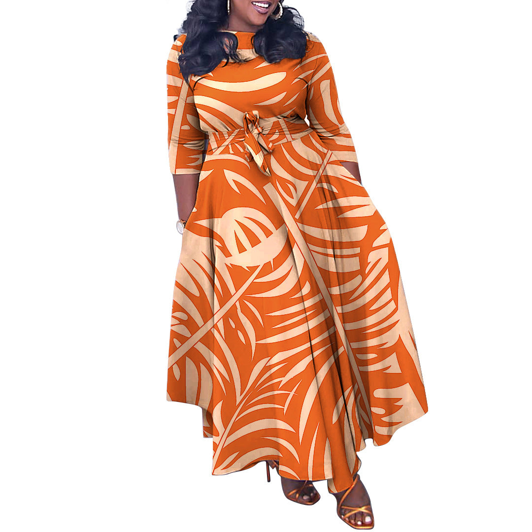 Women's Fashion Elegant Tied Africa Maxi Dress Plus Size