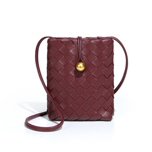 Women's Mini Vertical Woven Mobile Retro Niche Crossbody Bags