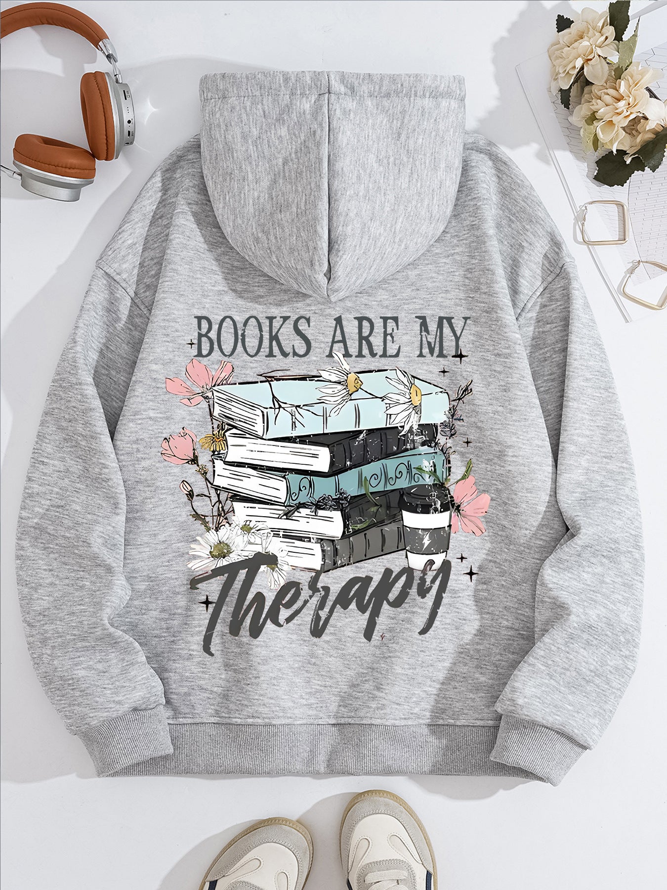 Women's Veet Padded Hooded Sweatshirt Floral Pattern Casual Sweaters