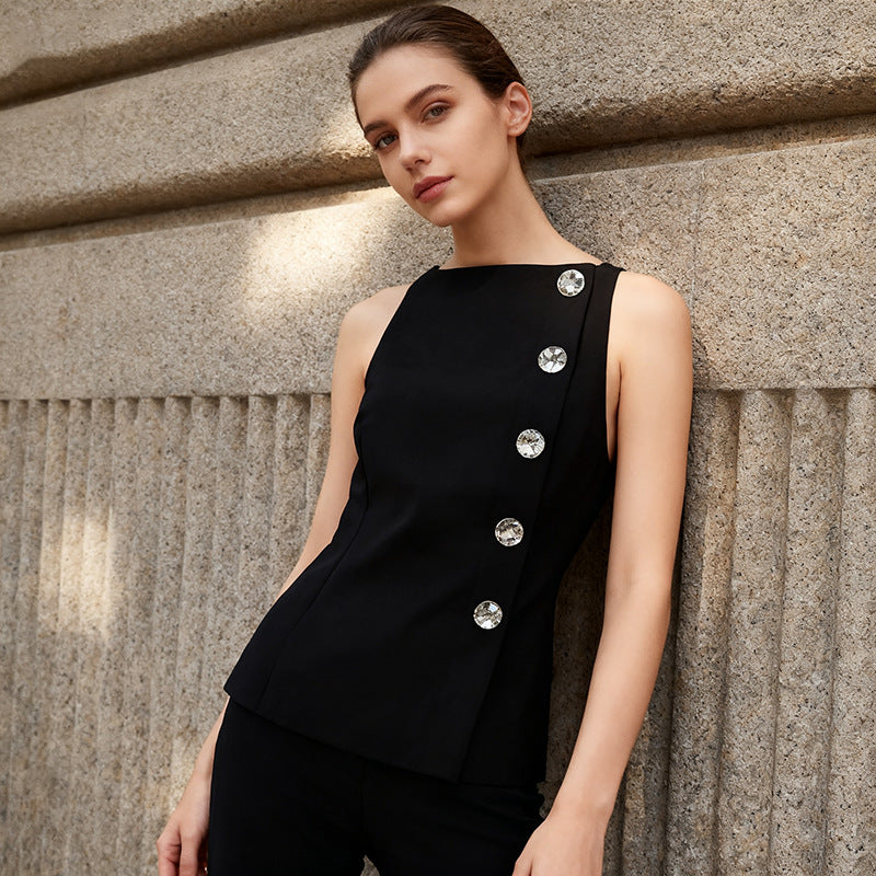 Women's French Style Temperament High-grade Sleeveless Autumn Tops