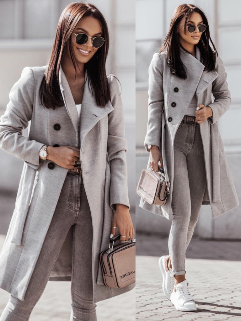 Women's Classic Woolen Solid Color Mid-length Coats