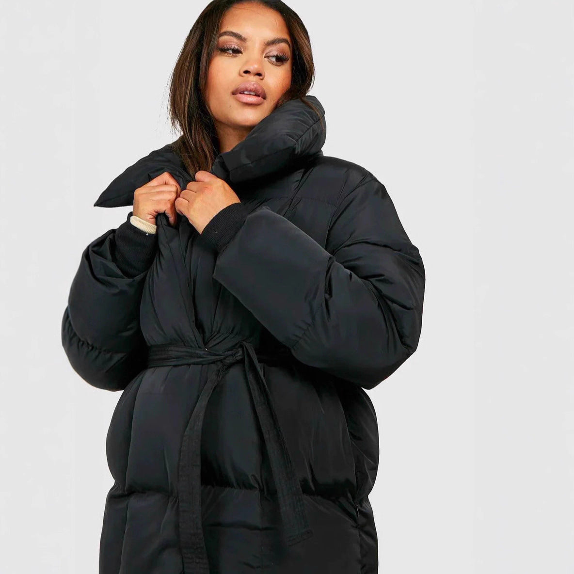 Women's Long Sleeves Waist Loose Solid Color Coats