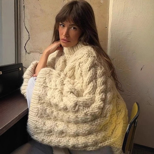 Autumn Twist Texture Round Neck Pullover Sweaters