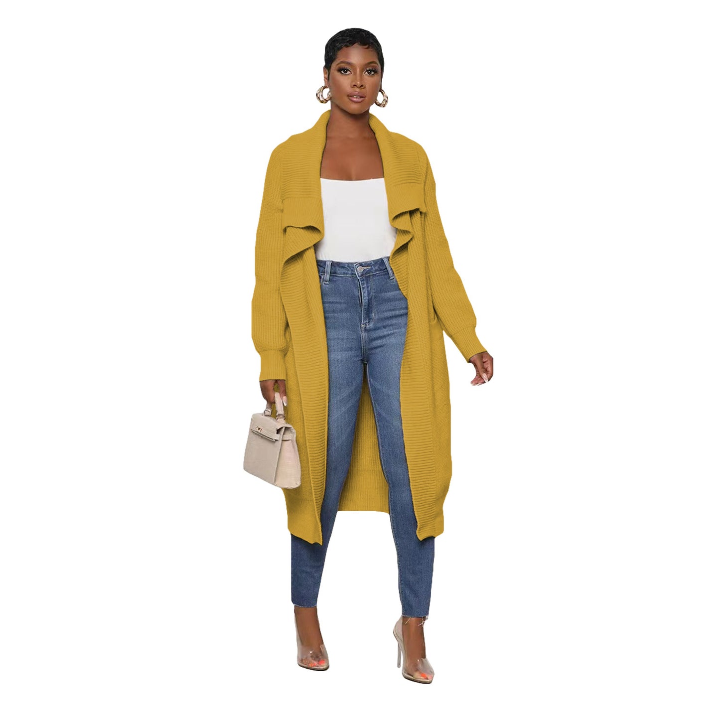Women's Casual Solid Color Long Knitted Sweaters