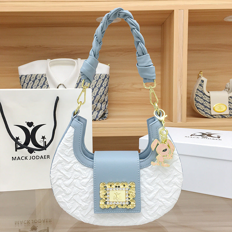 Twist Weave Crescent Autumn Niche Printed Armpit Bags