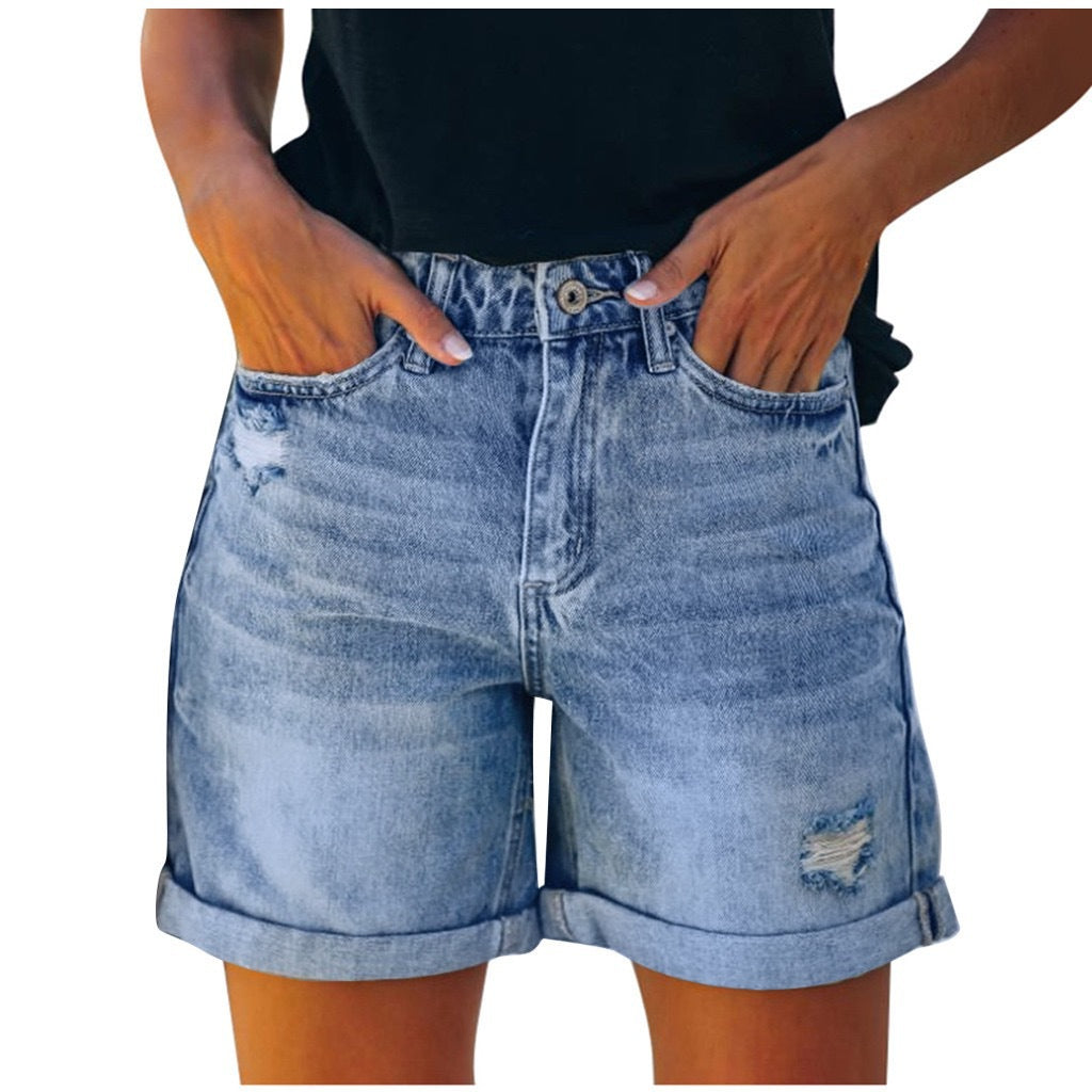 Creative Women's Summer Washed Ripped Versatile Women's Jeans